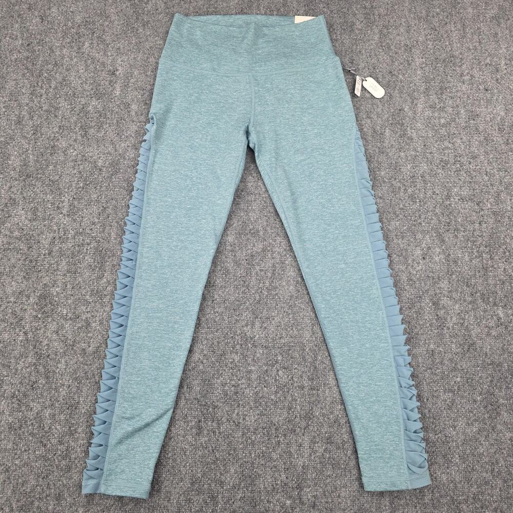 Aerie Leggings Womens Large Blue Chill Play Move Mid Rise Ruched Mesh Stretch